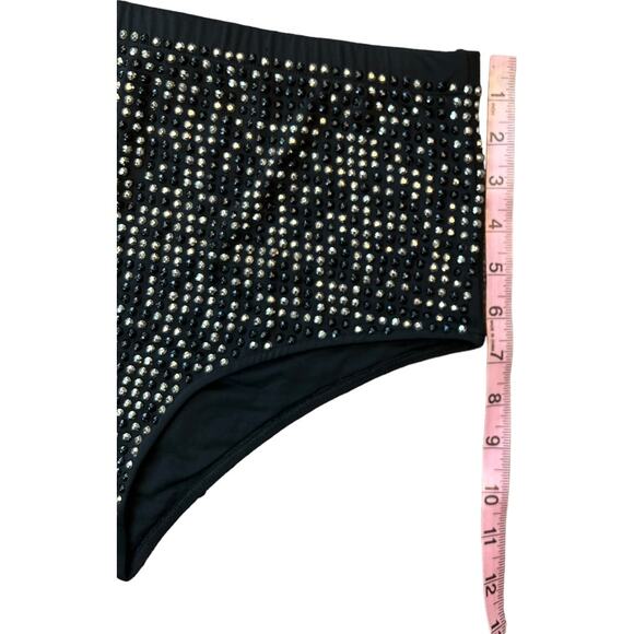 NWT Rhinestone Studded High Waist Hot Pants Bootie Shorts Size Med - Picture 12 of 15